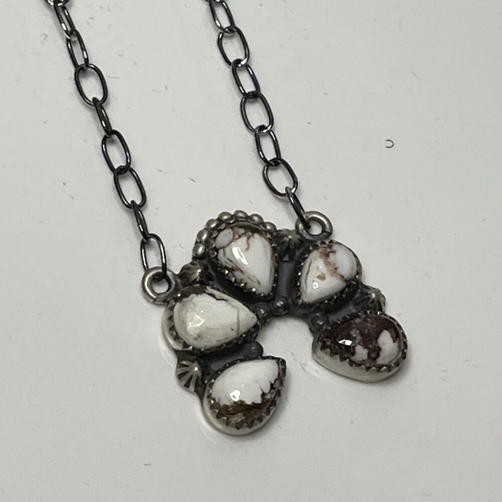 STERLING SILVER NATIVE AMERICAN SW WILD HORSE NECKLACE 16” w/extender Gunmetal - Picture 4 of 10